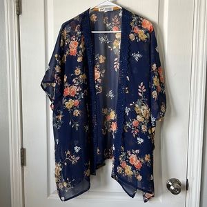 Jolt Blue Floral Kimono Cover up